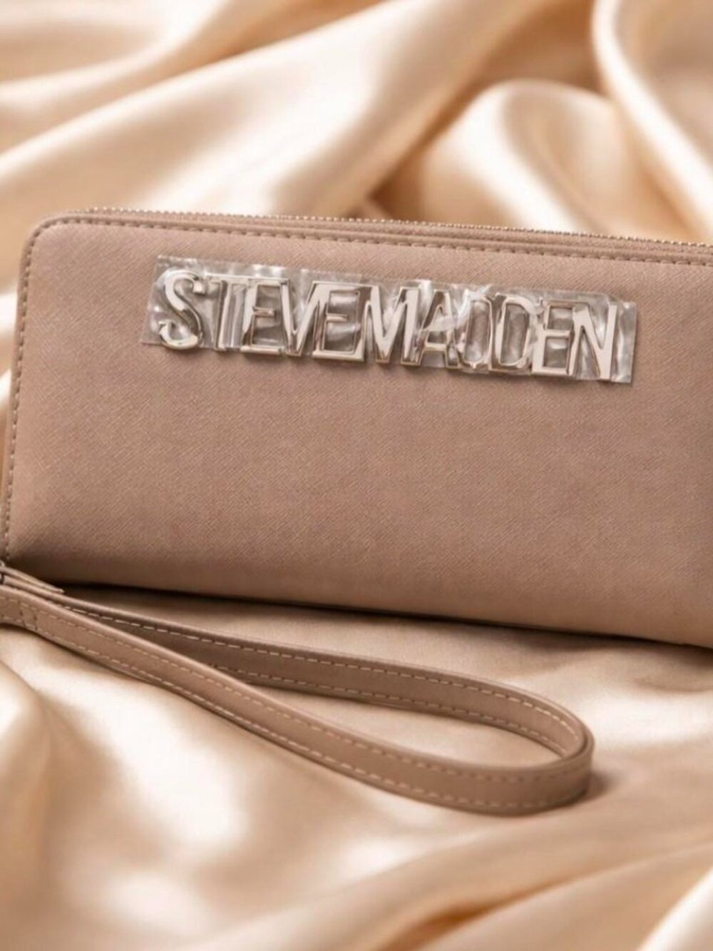 Steve Madden Taupe Wristlet Clutch with Detachable Strap